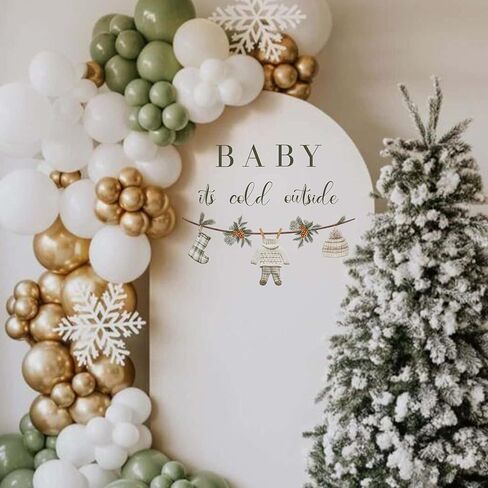 ملصق حائط من Capiont Baby It's Cold Outside - ملصق تزيين لحفلات عيد الميلاد وحفلات استقبال المولود الجديد، ملصق شتوي وندرلاند يكشف عن الجنس ملصق عجائب الشتاء لقوس البالون صورة خلفية الدعامة (الطفل بارد) in Saudi Arabia