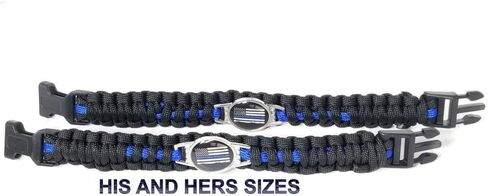 Support The Police Bracelet - Thin Blue Line Para-Cord Survival Bracelet | 10% of Sales Donated to Police Department of Your Choice | One Piece | Black and Blue in Saudi Arabia