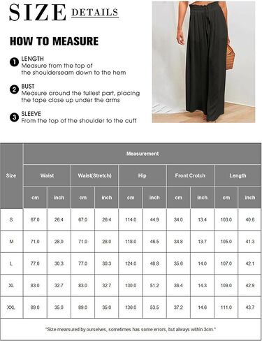 Am Direct Women's High Waisted Wide Leg Palazzo Pants with Pockets, Flowy Elastic Waist Maxi Pants in Saudi Arabia
