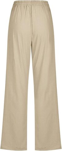 Shamonaty Linen Pants for Women High Waist Drawstring Wide Leg Cotton Linen Pants Casual Loose Fit Summer Palazzo Pant in Kuwait