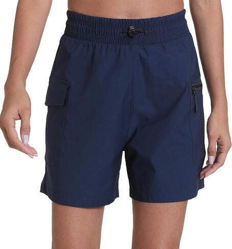 Athletic Shorts for Women 5" Inseam - Lightweight Quick Dry Hiking Workout Shorts with Zipper Cargo Pockets in Saudi Arabia
