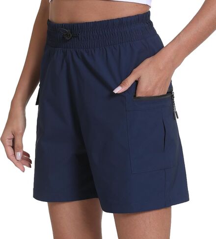 Athletic Shorts for Women 5" Inseam - Lightweight Quick Dry Hiking Workout Shorts with Zipper Cargo Pockets in Saudi Arabia