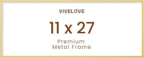 Vivelove 11x27 Picture Frame Gold for Wall Hanging or Tabletop - 11x27 Aluminum Photo Frame - Wall Mounting Horizontally or Vertically - Tempered Glass - Set of 1 in Saudi Arabia