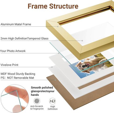 Vivelove 11x27 Picture Frame Gold for Wall Hanging or Tabletop - 11x27 Aluminum Photo Frame - Wall Mounting Horizontally or Vertically - Tempered Glass - Set of 1 in Saudi Arabia