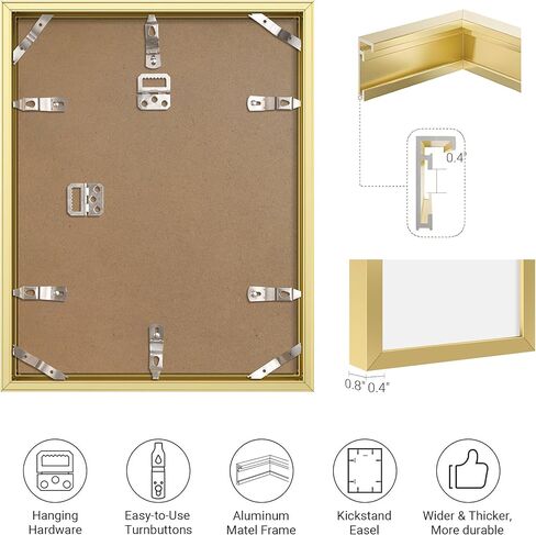 Vivelove 11x27 Picture Frame Gold for Wall Hanging or Tabletop - 11x27 Aluminum Photo Frame - Wall Mounting Horizontally or Vertically - Tempered Glass - Set of 1 in Saudi Arabia