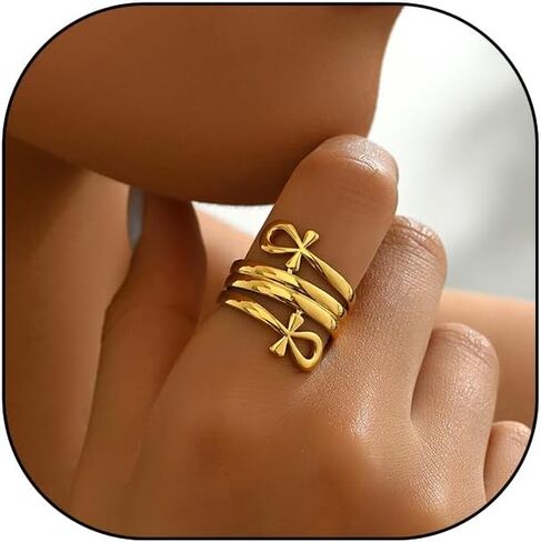 WOLONGFUHU Ankh الصليب خواتم للنساء الرجال الطبقات المصرية عنخ خاتم الذهب والفضة مطلي الصليب خواتم مجوهرات الزفاف هدية in Saudi Arabia
