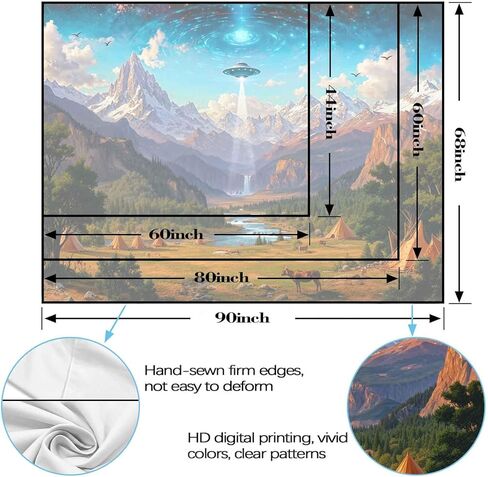 Wegklazax UFO Alien Tapestry, Cosmic Fantasy Mountain Wall Art for Room Decor, Sci-Fi Nature Home Decor 60" L x 44" W in Saudi Arabia