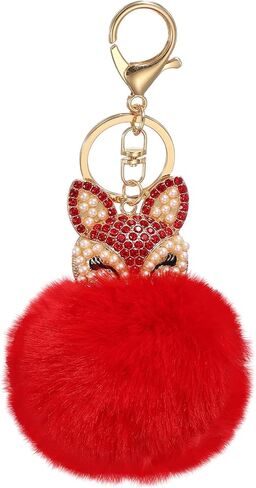سلسلة مفاتيح Uxcell Ball Pom Pom، حلية حقيبة ظهر من القطيفة، إكسسوارات لطيفة لمحفظة النساء، مفتاح السيارة، تزيين الهاتف in Kuwait
