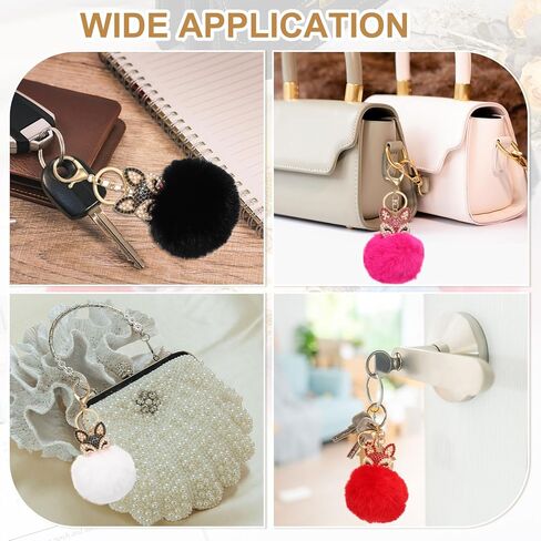 سلسلة مفاتيح Uxcell Ball Pom Pom، حلية حقيبة ظهر من القطيفة، إكسسوارات لطيفة لمحفظة النساء، مفتاح السيارة، تزيين الهاتف in Kuwait