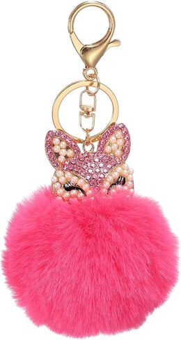 سلسلة مفاتيح Uxcell Ball Pom Pom، حلية حقيبة ظهر من القطيفة، إكسسوارات لطيفة لمحفظة النساء، مفتاح السيارة، تزيين الهاتف in Kuwait