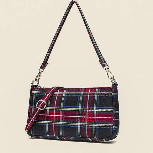 Plaid Crossbody Bags for Women,Christmas Black and Red Plaid Check Hobo Tote Handbag Small Clutch Purse Shoulder Bags in Saudi Arabia