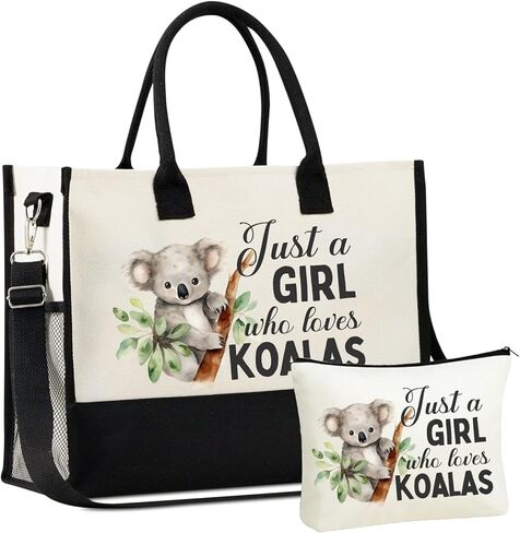 هدايا InnoBeta Koala للنساء، حقيبة حمل من القماش، حقيبة مع إغلاق بسحاب علوي، وحزام كتف in Saudi Arabia