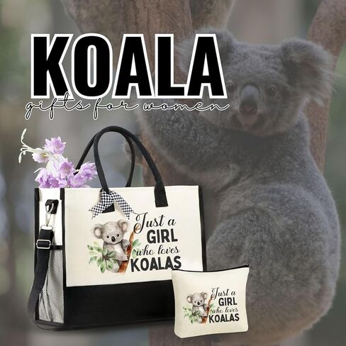 هدايا InnoBeta Koala للنساء، حقيبة حمل من القماش، حقيبة مع إغلاق بسحاب علوي، وحزام كتف in Saudi Arabia