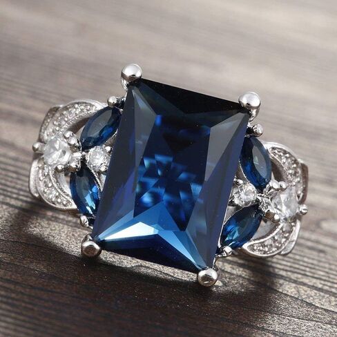 Duan 925 Silver Huge Natural 4Ct Tanzanite Ring Bridal Wedding Engagement Size 6-10 in Saudi Arabia