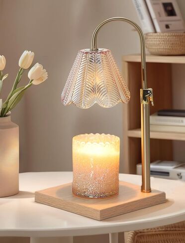 Candle Warmer Lamp with Timer & Dimmer, Crown Glass Lamp Candle Warmer for Jar Candles, UPGRATED with 3 Bulbs, Height Adjustable Electric Wax Warmer for Elegant Home Decor in Saudi Arabia