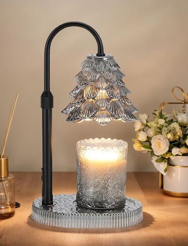 Candle Warmer Lamp with Timer & Dimmer, Crown Glass Lamp Candle Warmer for Jar Candles, UPGRATED with 3 Bulbs, Height Adjustable Electric Wax Warmer for Elegant Home Decor in Saudi Arabia