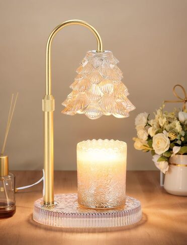 Candle Warmer Lamp with Timer & Dimmer, Crown Glass Lamp Candle Warmer for Jar Candles, UPGRATED with 3 Bulbs, Height Adjustable Electric Wax Warmer for Elegant Home Decor in Saudi Arabia