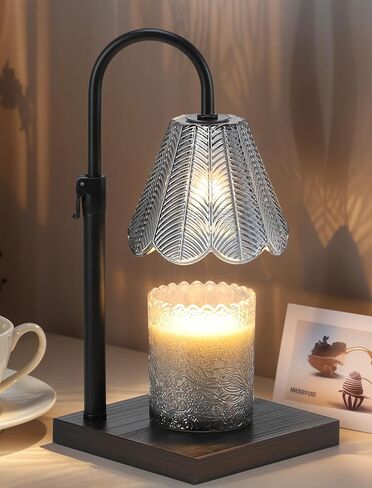 Candle Warmer Lamp with Timer & Dimmer, Crown Glass Lamp Candle Warmer for Jar Candles, UPGRATED with 3 Bulbs, Height Adjustable Electric Wax Warmer for Elegant Home Decor in Saudi Arabia
