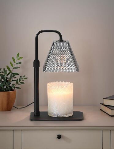 Candle Warmer Lamp with Timer & Dimmer, Crown Glass Lamp Candle Warmer for Jar Candles, UPGRATED with 3 Bulbs, Height Adjustable Electric Wax Warmer for Elegant Home Decor in Saudi Arabia