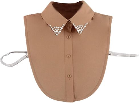 LoudSung Fake Collar Detachable Half Shirt Blouse False Collar Elegant Diamond Pure Color for Women Girls in Saudi Arabia