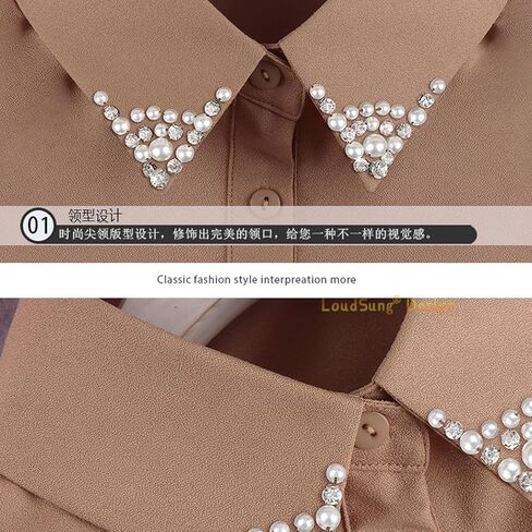 LoudSung Fake Collar Detachable Half Shirt Blouse False Collar Elegant Diamond Pure Color for Women Girls in Saudi Arabia