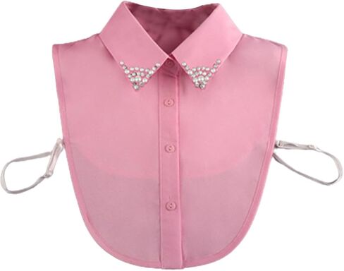 LoudSung Fake Collar Detachable Half Shirt Blouse False Collar Elegant Diamond Pure Color for Women Girls in Saudi Arabia