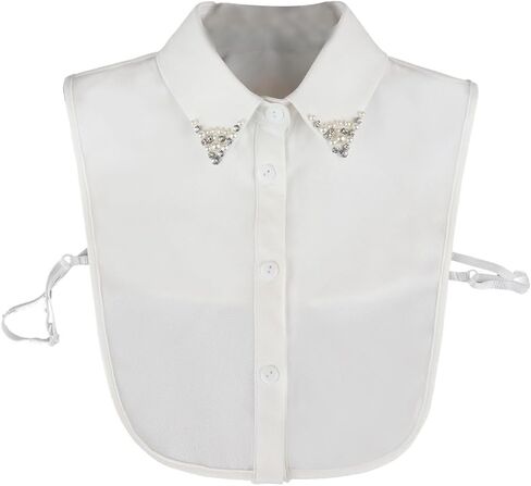 LoudSung Fake Collar Detachable Half Shirt Blouse False Collar Elegant Diamond Pure Color for Women Girls in Saudi Arabia