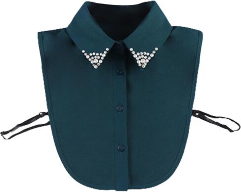 LoudSung Fake Collar Detachable Half Shirt Blouse False Collar Elegant Diamond Pure Color for Women Girls in Saudi Arabia