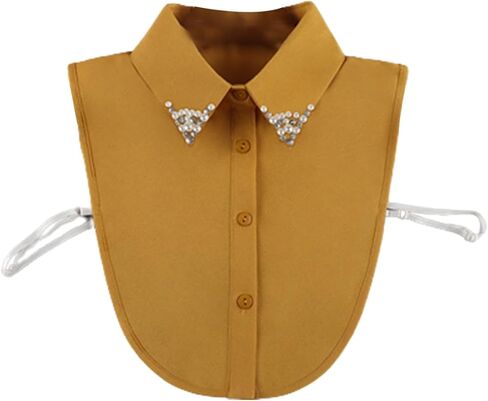 LoudSung Fake Collar Detachable Half Shirt Blouse False Collar Elegant Diamond Pure Color for Women Girls in Saudi Arabia