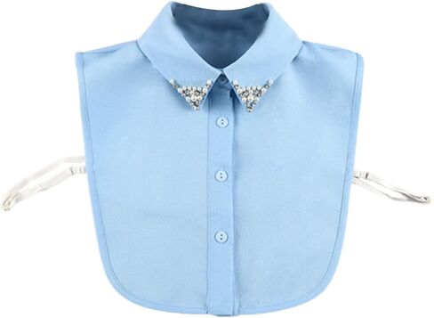 LoudSung Fake Collar Detachable Half Shirt Blouse False Collar Elegant Diamond Pure Color for Women Girls in Saudi Arabia