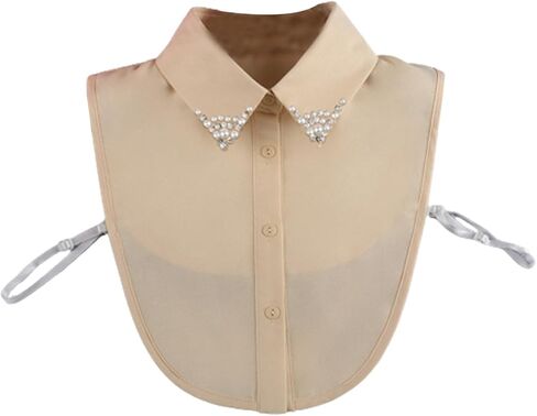 LoudSung Fake Collar Detachable Half Shirt Blouse False Collar Elegant Diamond Pure Color for Women Girls in Saudi Arabia