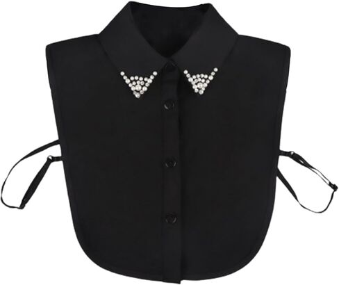 LoudSung Fake Collar Detachable Half Shirt Blouse False Collar Elegant Diamond Pure Color for Women Girls in Saudi Arabia