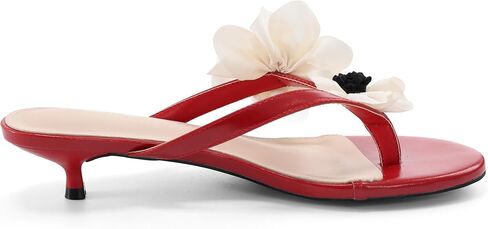 GRACESTRIDE Women’s Floral Kitten Heeled Sandals, Open Toe Flip Flop Heels with 1.38 Inch Low Heels, Trendy Casual Summer Thong Mules in Saudi Arabia