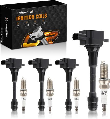 maXpeedingrods Set of 4 Ignition Coil Pack and Iridium Spark Plugs Fit for Nissan Altima March NP300 Versa Sentra, for Infiniti FX50 M56 Q70 Q70L QX60 QX70, Ignition Coil Kit Replaces UF549 in Saudi Arabia