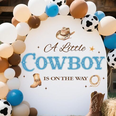 KEWUFD A Little Cow Boy is On The Way ملصق حائط على شكل رعاة البقر لتزيين حمام الطفل على الطراز الغربي، ملصق جداري على شكل قوس بالون لمستلزمات ديكورات الحفلات التي تكشف عن الجنس in Kuwait