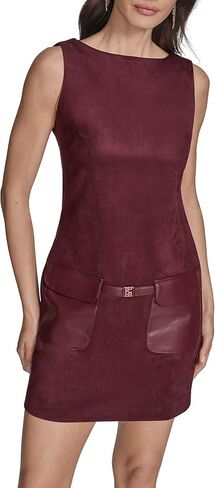 BCBG Womens Sleeveless Pocketed Suede Shift Mini Dress in Saudi Arabia