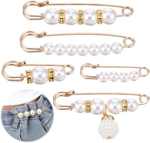 5 PCS Fashion Pearl Brooch, Decorative Safety Pins Sweater Shawl Pearl Pin Faux Pearls Brooches & Pins Clothing Decoration Accessories for Women Girls Clothing Dresses Jeans Sweater Collars Scarves in Saudi Arabia