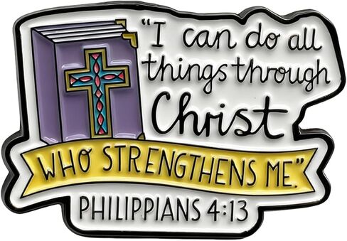 I Can Do All Things Through Christ Who Strengthens Me Enamel Pin, Philippians 4:13 Inspirational Bible Verse Lapel Pin, Christian Faith Based Brooch Badge, Uplifting Gift for Believers in Saudi Arabia