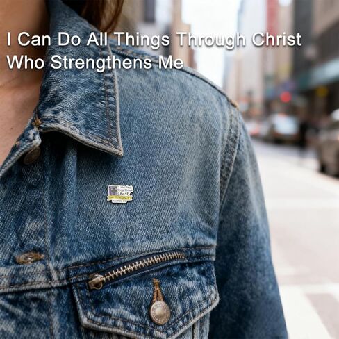I Can Do All Things Through Christ Who Strengthens Me Enamel Pin, Philippians 4:13 Inspirational Bible Verse Lapel Pin, Christian Faith Based Brooch Badge, Uplifting Gift for Believers in Saudi Arabia