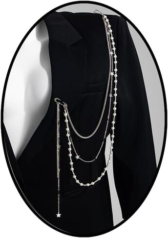 Pearl Brooch Pins Hanging Chain Lapel Pin for Women Long Chain Tassel Pearl Collar Brooch Lapel Pin Jewelry Accessories in Saudi Arabia