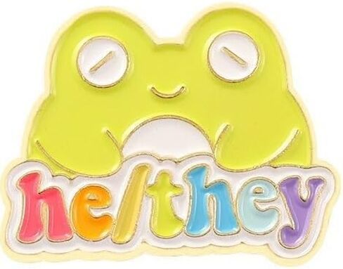 5 Pcs LGBT Pronouns Cute Frog Enamel Pins Brooch - Gender Identity Bulk Pins for Pride Parade or Daily Wear - They/Them She/Her He/Him in Saudi Arabia