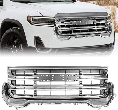 Front Upper Grille Grill Fit لعام 2015 2016 2017 2018 2019 2020 GMC Yukon ، Grille Fit for Yukon XL ABS Glossy Black Denali Style in Saudi Arabia