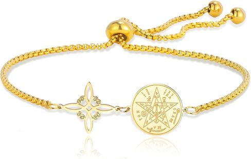 Dreamtimes الساحرات عقدة وtetragrammaton الخماسي سوار الفولاذ المقاوم للصدأ قابل للتعديل الساحرة عقدة سوار للنساء غامض الروحي مستوحاة مجوهرات in Saudi Arabia