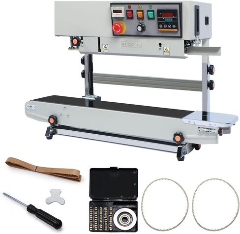 U.S. SOLID Continuous Bag Band Sealer Sealing Machine, Automatic Horizontal Band Sealer with Digital Temperature Control for 0.02-0.08mm PVC Bags Films Stamp Coding 110V/60HZ in Kuwait