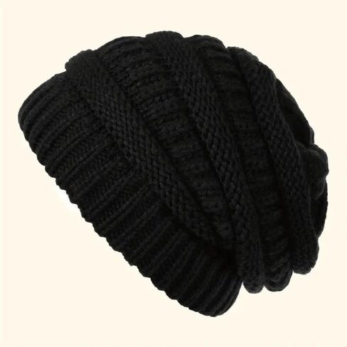 1pc Soft Slouchy Knit Winter Beanie – Warm Skull Cap for Women & Men in Saudi Arabia