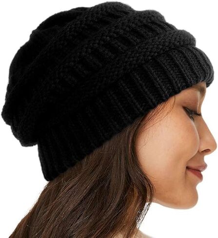 1pc Soft Slouchy Knit Winter Beanie – Warm Skull Cap for Women & Men in Saudi Arabia
