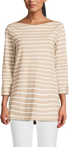 Lands' End Women's American-Grown Supima Cotton Adjustable 3/4 Sleeve Boatneck Tunic in Saudi Arabia