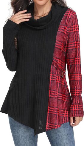 SeSe Code Cowl Neck Tunic Sweater for Women Lightweight Long Sleeve Tunic Tops for Leggings with Asymmetric Hem Knit Pullover in Saudi Arabia
