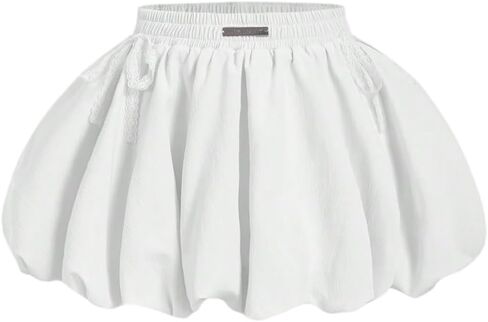 Floerns Women's Y2K Bow Lace Bubble Skirt Elastic Waist A Line Ruffle Mini Skirts in Saudi Arabia