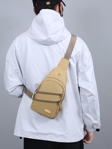 Men's Canvas Crossbody Bag - Lightweight Chest Shoulder Bag,Fashion Sling Backpack Capacity,for Travel,Work,Daily Use in Saudi Arabia